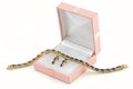 Jewelery gold necklace and earrings in box