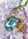 Jewelery Ring with big gemstone on flower Royalty Free Stock Photo
