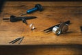 Jeweller engraver at work Royalty Free Stock Photo