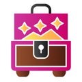 Jewellery chest flat icon. Box for accessory vector illustration isolated on white. Treasure chest gradient style design