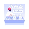 Jewellery dealer isolated concept vector illustration.