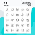 25 Jewellery Icon Set. 100% Editable EPS 10 Files. Business Logo Concept Ideas Line icon design Royalty Free Stock Photo
