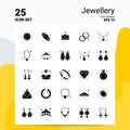 25 Jewellery Icon Set. 100% Editable EPS 10 Files. Business Logo Concept Ideas Solid Glyph icon design