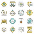 Jewellery icon set line color vector Royalty Free Stock Photo