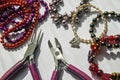 Jewellery making beads and tools Royalty Free Stock Photo