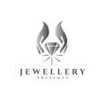 Jewellery vector logo. Gift vector logo. Gold logo. Silver emblem