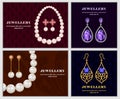 Jewellery banner concept set, realistic style Royalty Free Stock Photo