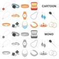 Jewelry and accessories cartoon icons in set collection for design.Decoration vector symbol stock web illustration. Royalty Free Stock Photo