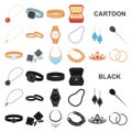 Jewelry and accessories cartoon icons in set collection for design.Decoration vector symbol stock web illustration. Royalty Free Stock Photo
