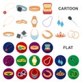 Jewelry and accessories cartoon icons in set collection for design.Decoration vector symbol stock web illustration. Royalty Free Stock Photo