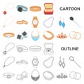 Jewelry and accessories cartoon icons in set collection for design.Decoration vector symbol stock web illustration. Royalty Free Stock Photo