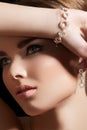 Jewelry accessories. Model with diamond bracelet Royalty Free Stock Photo