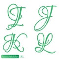 Jewelry alphabet from Emerald stones
