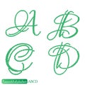 Jewelry alphabet from Emerald stones