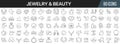 Jewelry and beauty line icons collection. Big UI icon set in a flat design. Thin outline icons pack. Vector illustration EPS10 Royalty Free Stock Photo