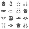 Jewelry Black White Icons Set