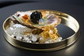 Jewelry box with pearls and precious stones on black background, Generative AI Royalty Free Stock Photo