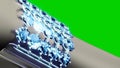 jewelry bracelet with blue diamond or topaz gems on green screen, isolated, fictional design - object 3D rendering