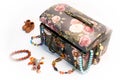 Jewelry Brown Box with Joyful Colors Beads Mini Boot and Stone Bracelet