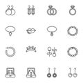 Jewelry collection, line icons set Royalty Free Stock Photo