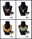 Jewelry Set Necklaces Earrings Precious Stones Royalty Free Stock Photo