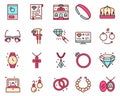 Jewelry color linear vector icons set. Royalty Free Stock Photo