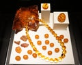 Jewelry composition of amber. Genuine mined natural precious gemstone