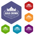 Jewelry crown icons vector hexahedron