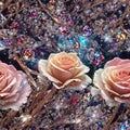 Jewelry Crystal Render Roses Flowers Seamless Pattern Colorful Digital Background Floral Design - ai generated