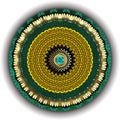 Jewelry 3d vector mandala pattern. Surface ornamental luxury ornate background. Floral vintage gold green flower lace Royalty Free Stock Photo