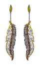 Jewelry design art vintage mix feather earrings.