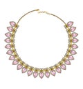 Jewelry design diamond and pink sapphire fashion necklace.