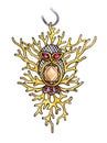 Jewelry design fancy art owl pendant. Royalty Free Stock Photo