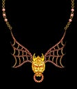 Jewelry design fantasy art dragon necklace. Royalty Free Stock Photo
