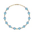 Jewelry design modern art fancy blue topaz necklace.