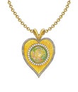 Jewelry design modern art heart set with diamond and opal gold pendant.