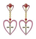 Jewelry Design Modern Art mix Love Cross Earrings