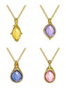 Jewelry design modern art set with fancy sapphire gold pendant.