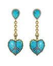 Jewelry design peace love earrings set with diamond and turquoise.