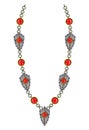 Jewelry design red sapphire set with shield fashion necklace.