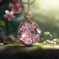 a jewelry design sakura-themed pendant gemstones generative AI