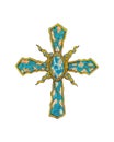 Jewelry Design Turquoise Stone Modern Art Cross.