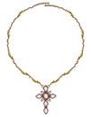 Jewelry Design Vintage Art Mix Modern Cross Necklace.
