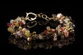 jewelry designer, beading intricate and delicate bracelet with mix of metals
