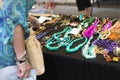 Jewelry on display at street festival Royalty Free Stock Photo