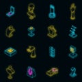 Jewelry dummy icons set vector neon Royalty Free Stock Photo