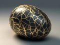 Jewelry egg made of stone inlaid with gold. decoration or decor. Royalty Free Stock Photo