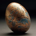 Jewelry egg made of stone inlaid with gold. decoration or decor. Royalty Free Stock Photo