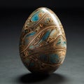 Jewelry egg made of stone inlaid with gold. decoration or decor. Royalty Free Stock Photo