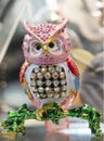 jewelry figurine owl decorated with precious stones Royalty Free Stock Photo